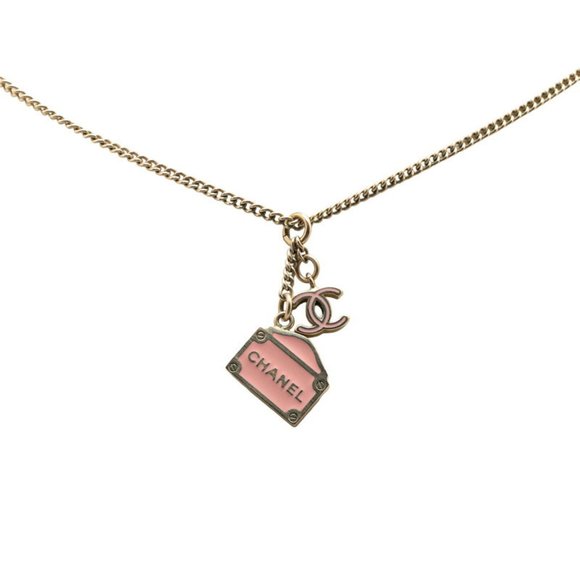 CHANEL Vintage Pink Logo Necklace - Picture 1 of 5